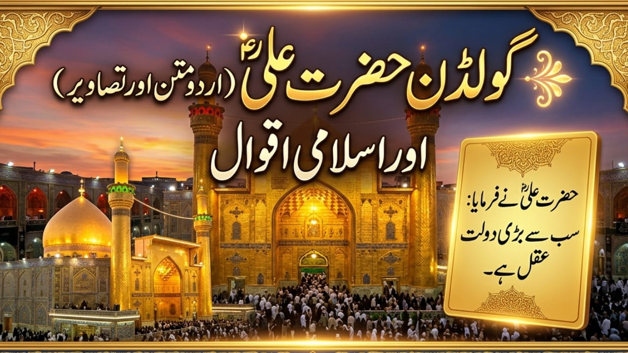 Golden Hazrat Ali and Islamic Quotes in Urdu