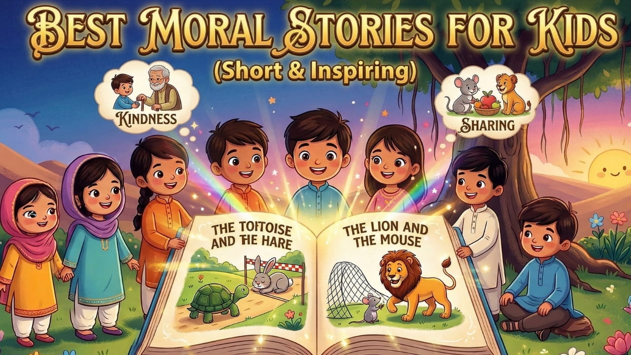 Kids reading moral stories in Urdu