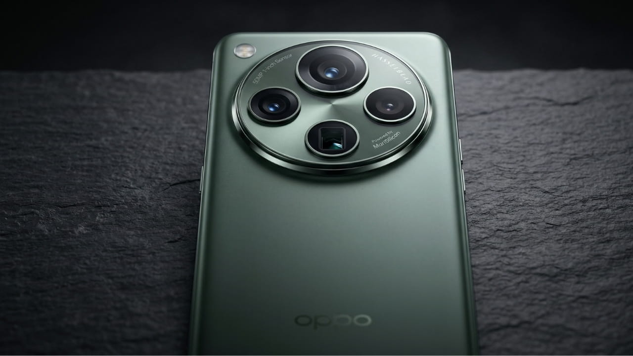 Oppo Find X9 Ultra smartphone showing quad camera setup on a dark background