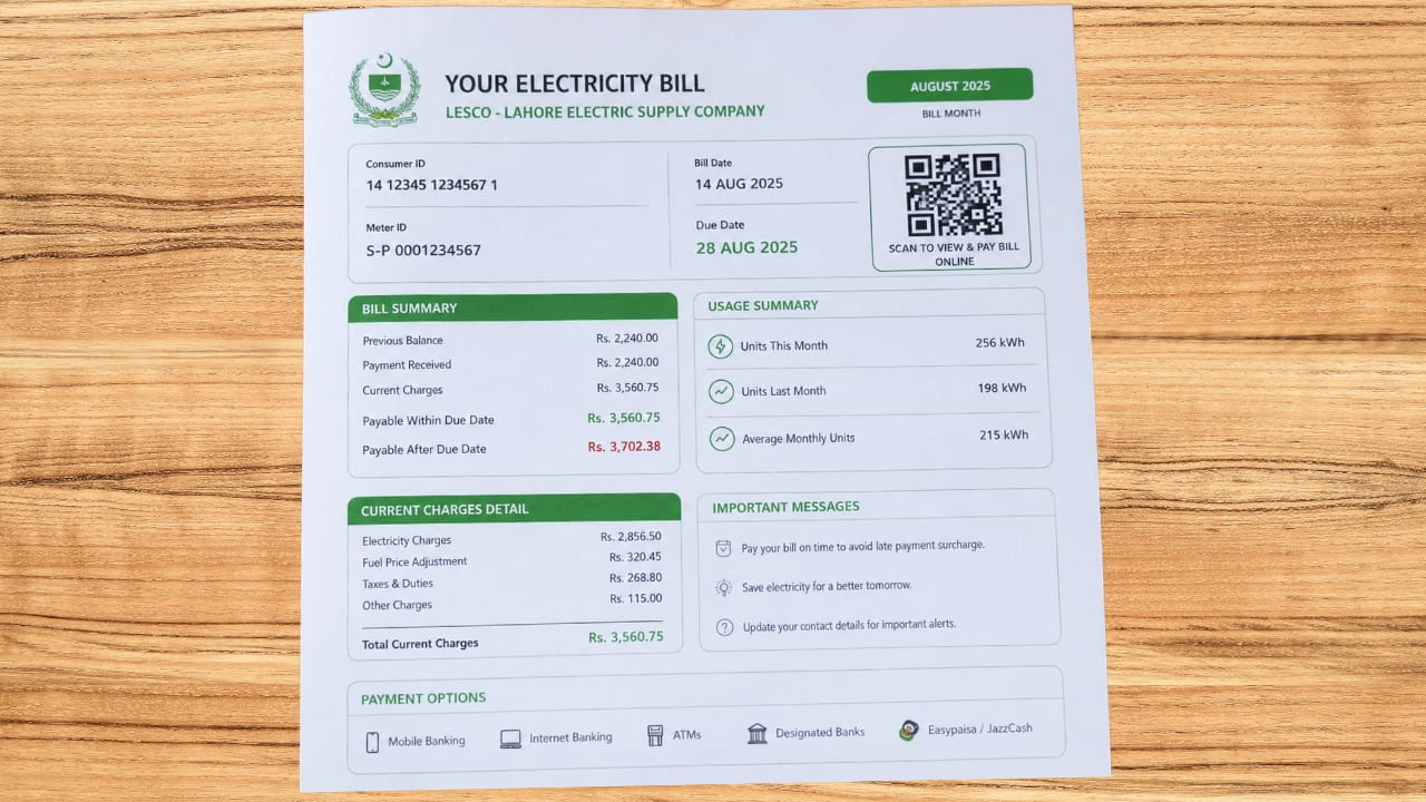 Pakistan Introduces New Electricity Bill Format and Design